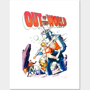 Out of the World 1950 Retro Robot futuristic science fiction Vintage Comic Posters and Art